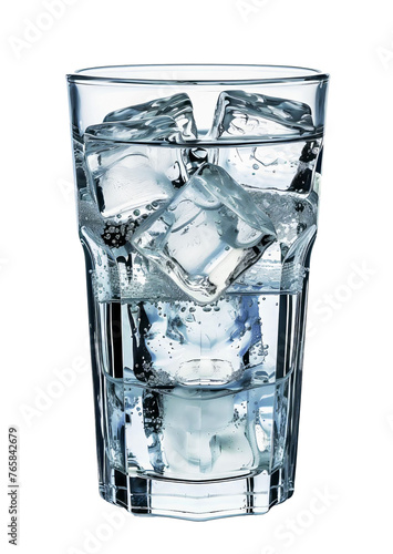 Glass filled with ice and water
