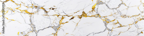 A white marble wall with gold accents. The wall is textured and has a natural look. The gold accents add a touch of luxury and elegance to the space