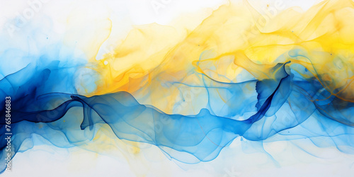 Abstract blue yellow watercolor background. For banner and poster. Ukrainian watercolor backdrop with soft blur effect. Ukraine flag colors. Watercolor abstract wallpaper. Colored haze.