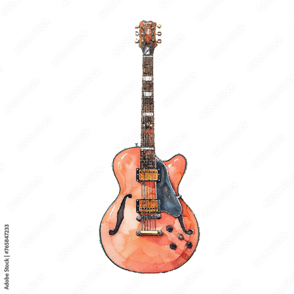 cute electric guitar vector illustration in watercolour style