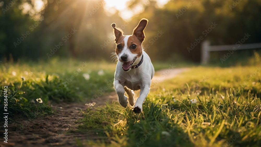 Jack Russell running a cone mouth Jack Russell running a cone mouth