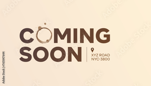Coming soon vector. Coffee caf� launching soon Illustration