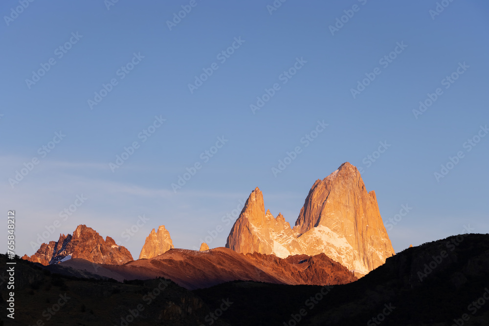 Fitz Roy mountain during sunrise with epic light