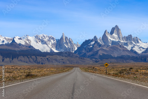 view of street leading to Fitz Roy in Patagonia, Argentina