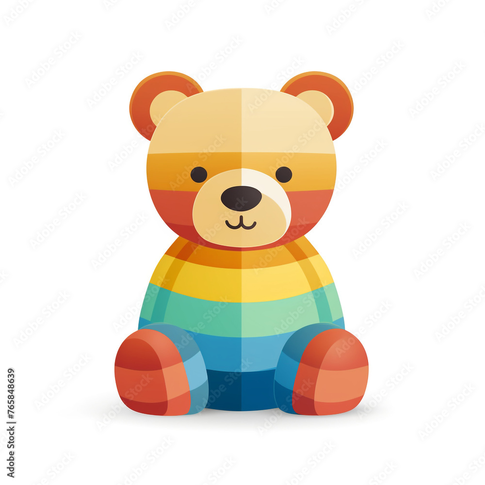 Fototapeta premium Bear toy, illustration, pure white background сreated with Generative Ai