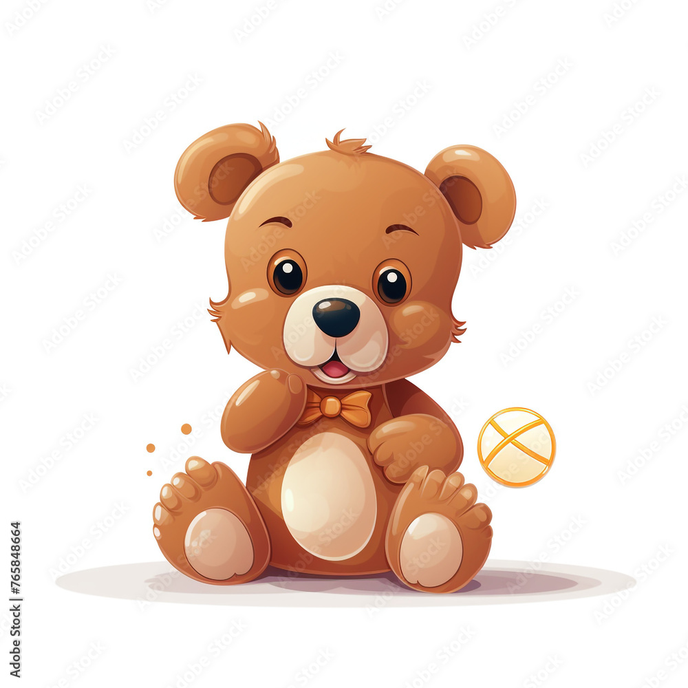 Obraz premium Bear toy, illustration, pure white background сreated with Generative Ai