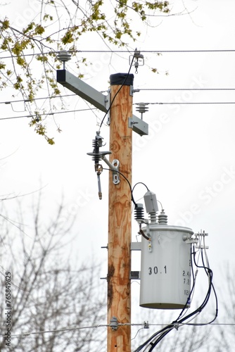 Power Lines on an Electrical Utility Pole