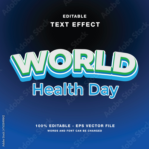 world health day text effect eps