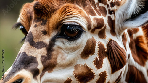 Reticulated giraffe close-up, animal welfare concept photo