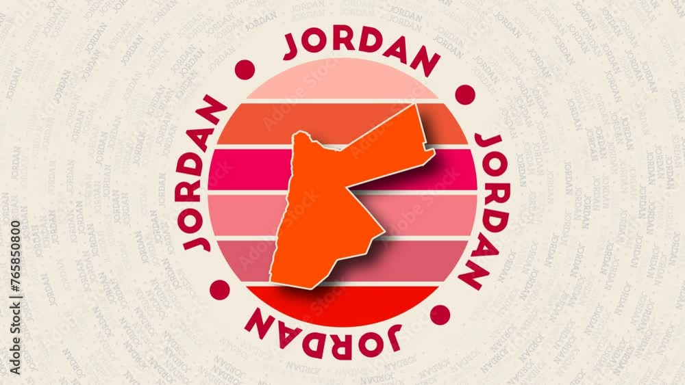 Jordan logo intro. Badge with the circular name and map of country ...