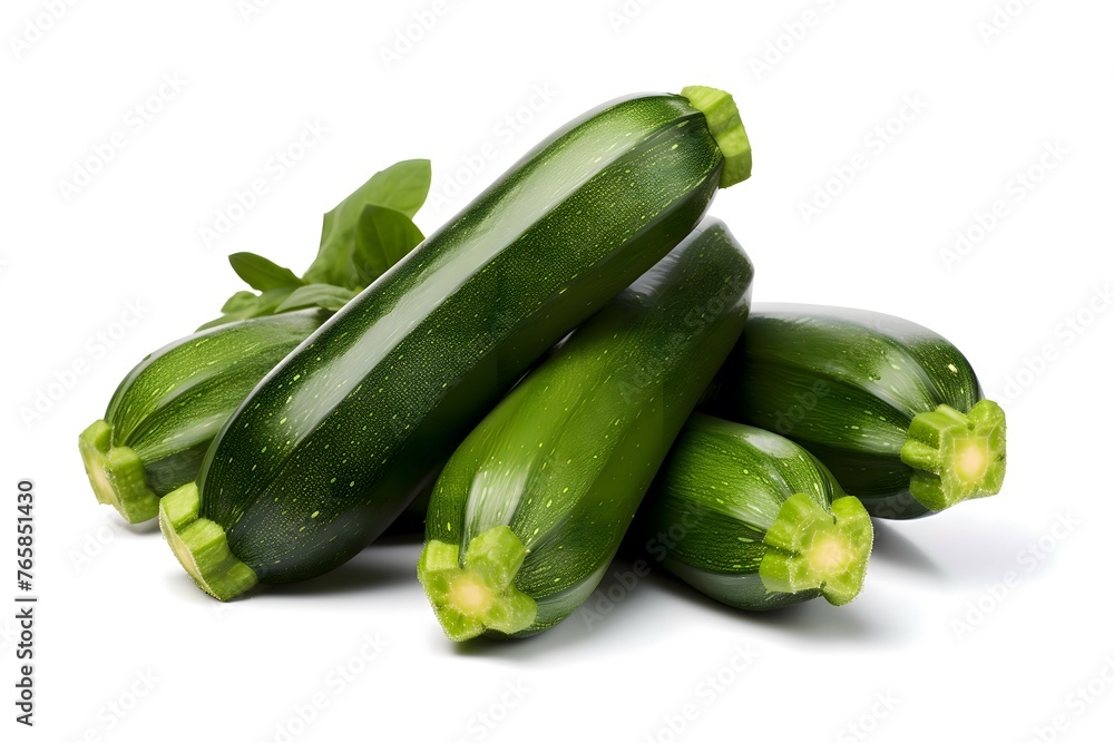 Several fresh zucchini on a white background.Organic vegetable Several fresh zucchini on a white background.Organic vegetable