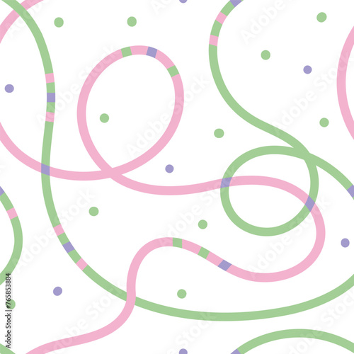 Continios line doodle seamless pattern. Creative abstract squiggle style drawing background for children or trendy design with basic shapes. Simple childish scribble wallpaper print.