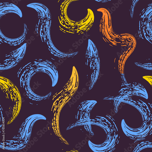 Squiggle line doodle seamless pattern wth dry brush scribbles. Creative minimalist style art background for children or trendy design with basic shapes