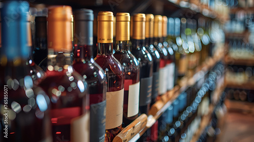 Wine bottles in the wine store, Generative AI photo