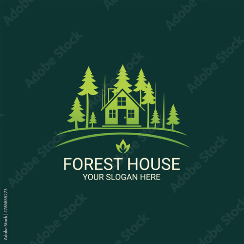 abstract natural forest house landscaping eco logo