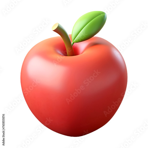 apple 3d fruit icon isolated on transparent background