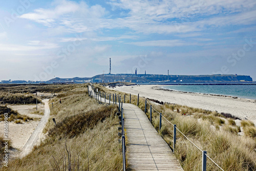 Obraz na płótnie Helgoland Düne Holzweg am Strand w salonie