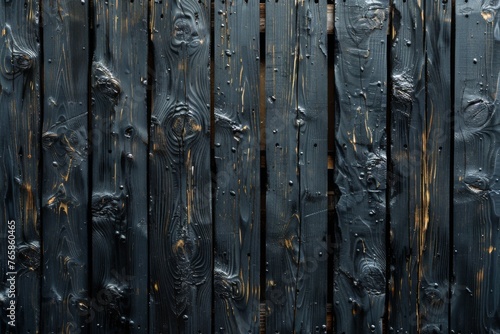 Weathered wooden planks with a dark patina and glowing knots creating a rustic ambiance.