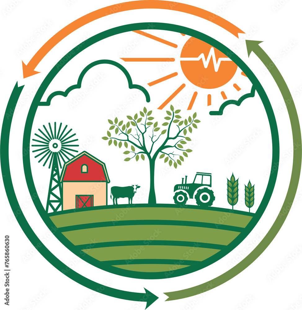 Naklejka premium landscape with house and trees