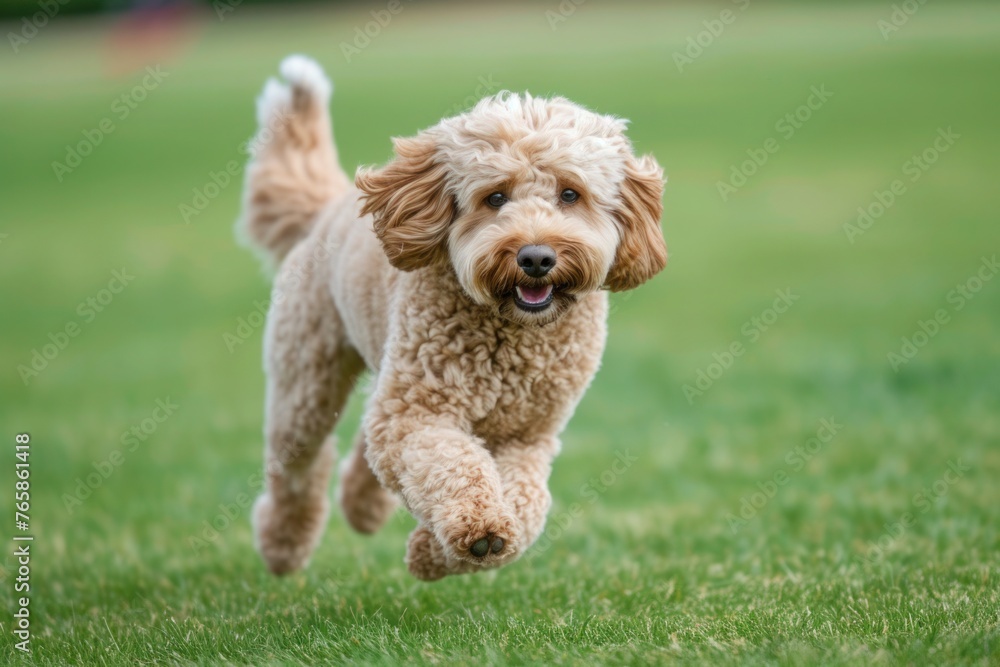 A Cockapoo participating in a training session, eagerly learning new tricks and commands with enthusiasm and intelligence,