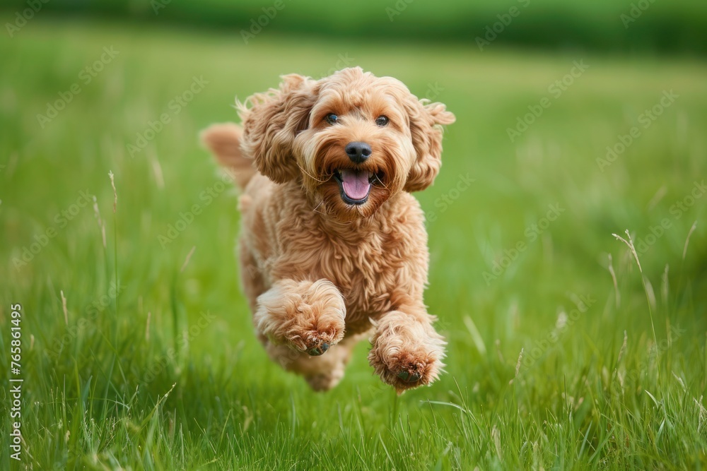 A Cockapoo participating in a training session, eagerly learning new tricks and commands with enthusiasm and intelligence,