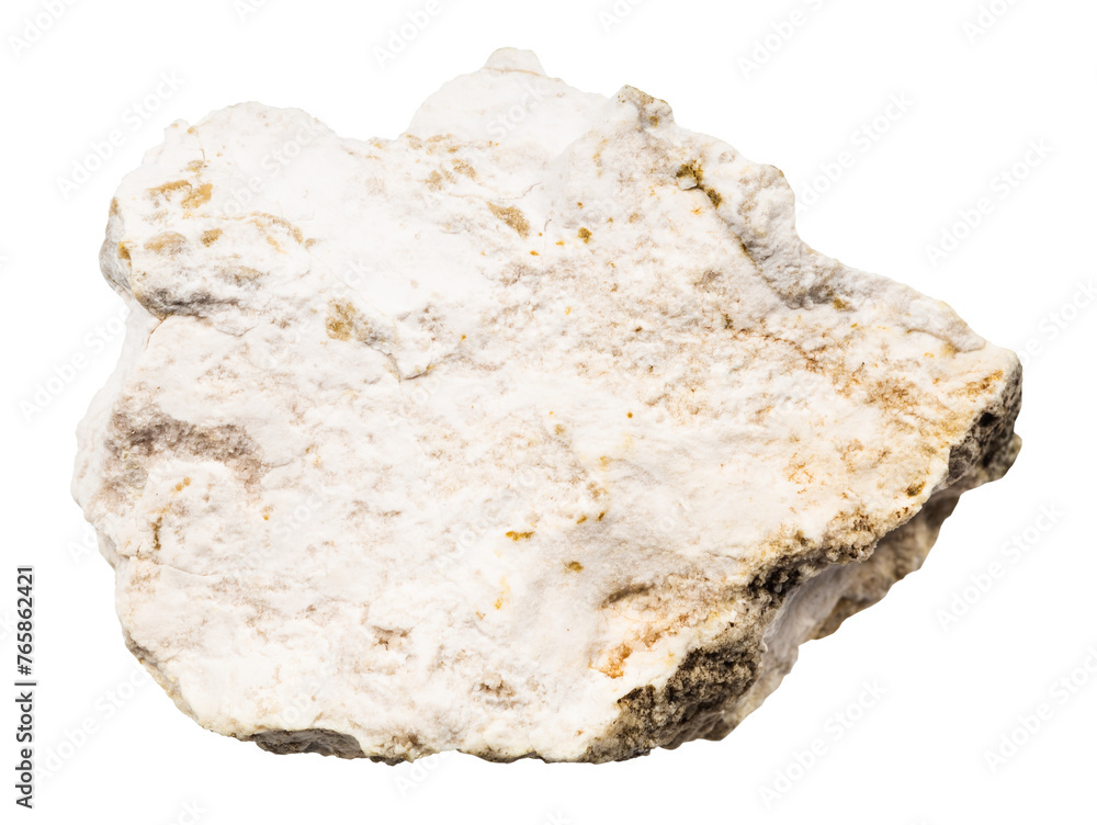 close up of sample of natural stone from geological collection - unpolished albite rock isolated on white background from Kola Peninsula close up of sample of natural stone from geological collection - unpolished albite rock isolated on white background from Kola Peninsula
