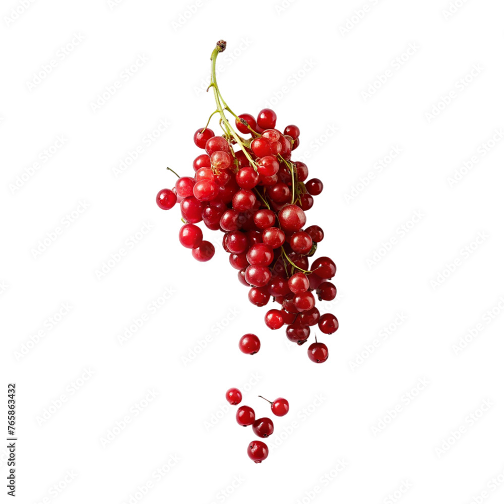 Red currant berries top view isolated on transparent background. Red currant berries top view isolated on transparent background.