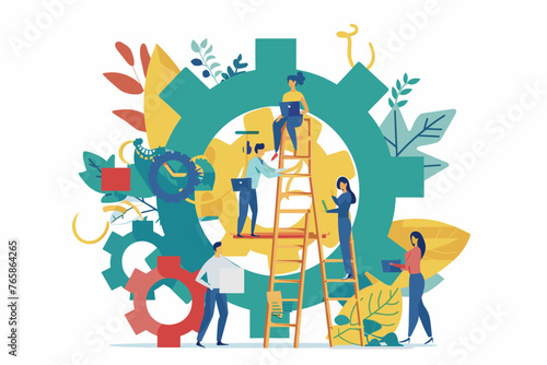 Project Development and Engineering Process, Business Strategy and Planning, Teamwork and Collaboration Concept, Creative Vector Illustration for Web and Print Media
