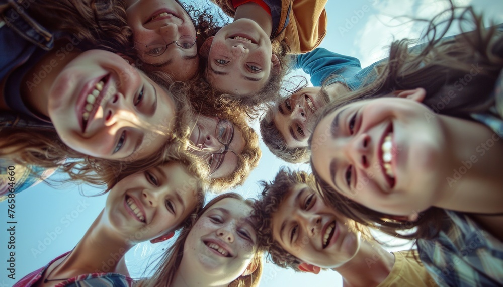 Circle of friends smiling together Circle of friends smiling together