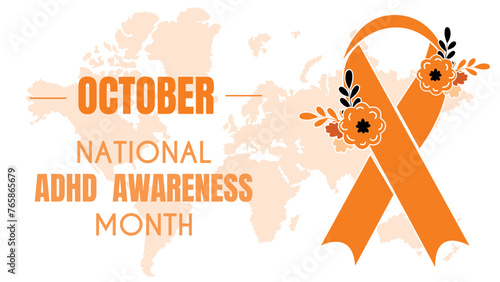 National ADHD Awareness Month October vector illustration, banner