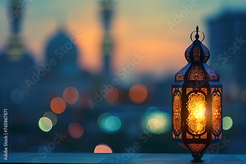 realistic illuminated arabic lantern for the celebration of eid ul adha