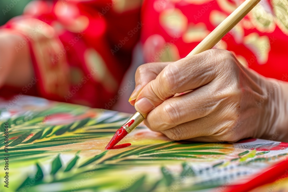 Artist Crafting Mid-Autumn Themed Calligraphy and Painting, Capturing the Essence of Autumnal Beauty and Artistic Expression.