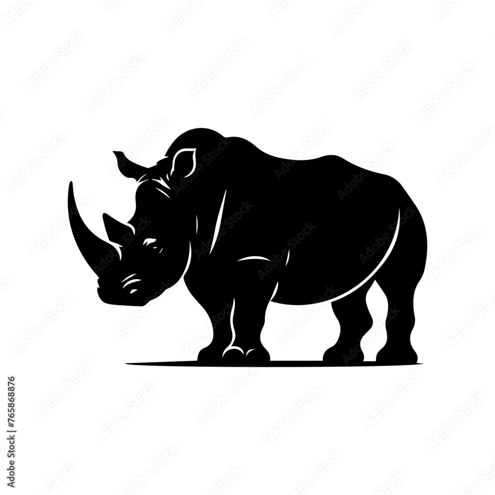 Rhinoceros Silhouette - Powerful and Majestic Wildlife Icon on White Background Rhinoceros Silhouette - Powerful and Majestic Wildlife Icon on White Background
