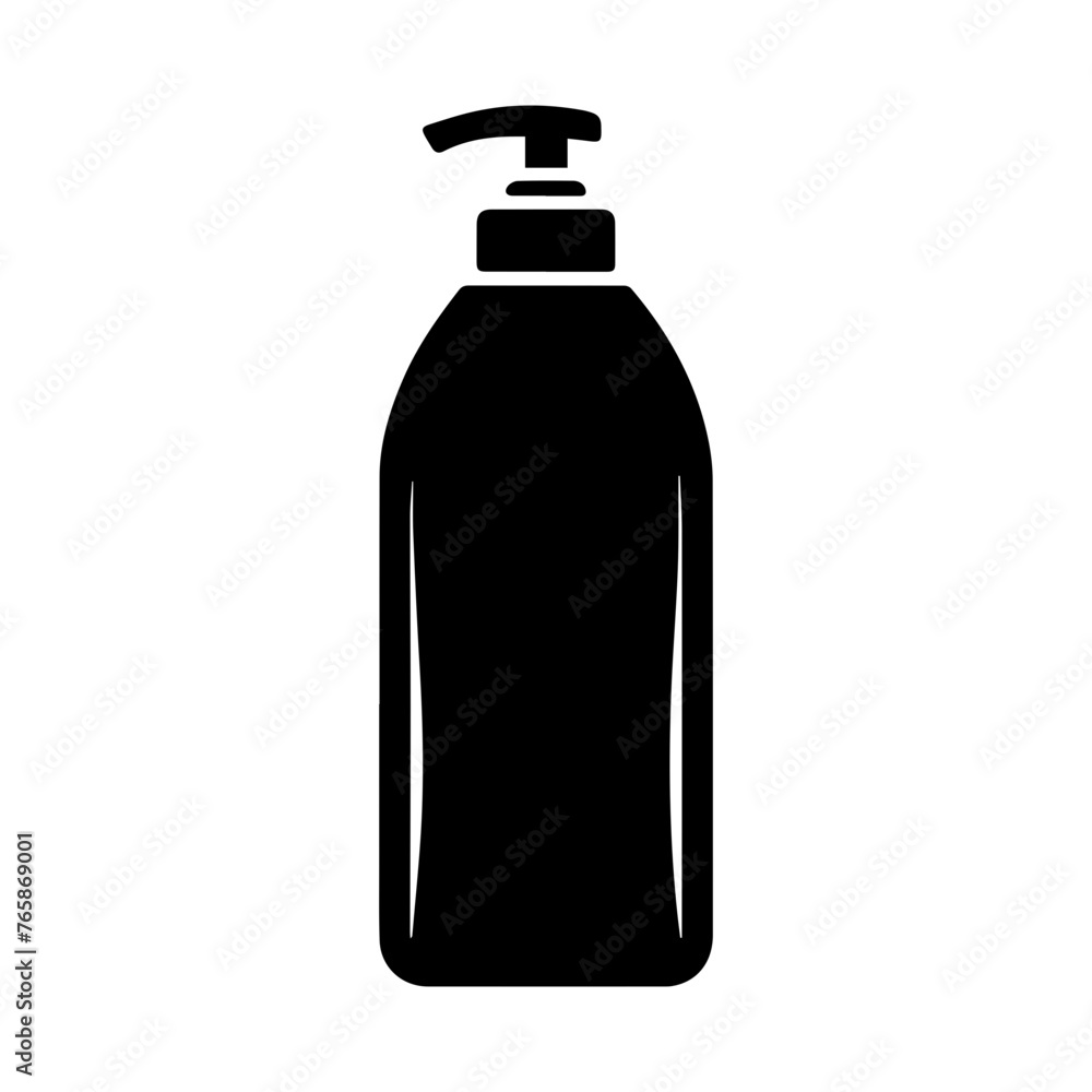 Shampoo Bottle Silhouette - Essential Hair Care Product Icon on White Background Shampoo Bottle Silhouette - Essential Hair Care Product Icon on White Background