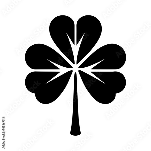 Lucky Charm Four-Leaf Clover Silhouette - Icon of Serendipity on White Background
