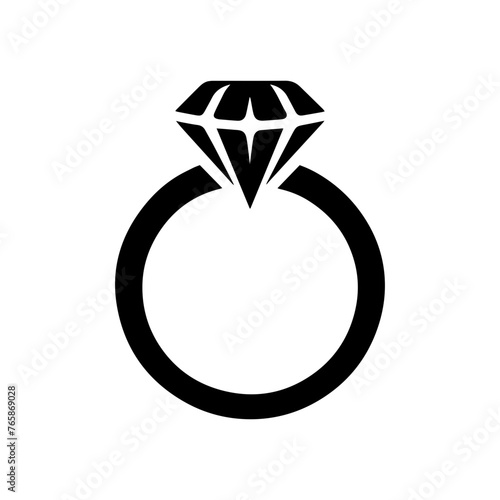 Elegant Diamond Ring Silhouette - Minimalist Black and White Jewelry Design