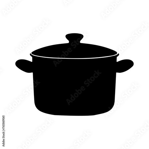 Classic Cooking Pot Silhouette - Black and White Kitchenware Design