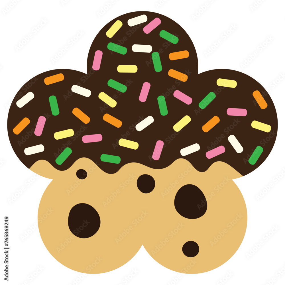Chocolate chip cookies coated with chocolate and sugar flake cartoon. Vector illustration. Chocolate chip cookies coated with chocolate and sugar flake cartoon. Vector illustration.