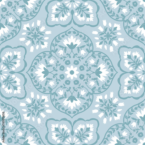 Seamless damask pattern medallion repeat pattern vector file boho style tile artwork Block print