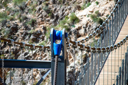 Hiking trail to Colgante bridge (Puente Colgante El Saltillo) over Almanchares river, Sierra Tejeda, Andalusia, Spain photo