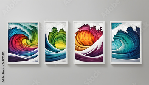 Polyptych of colored waves. photo