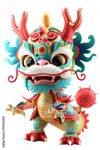 Vibrant Chinese Lion Dance Figurine Highlighting the Concept of Cultural Tradition.