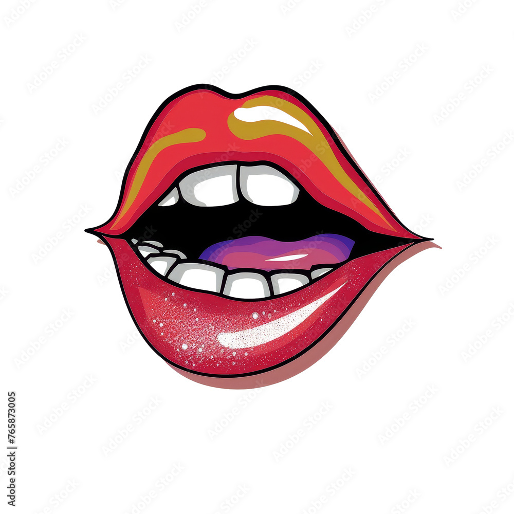 Vibrant Pop Art Style Illustration of Lips with Tongue Out, Symbolizing Bold Expression and Attitude. Vibrant Pop Art Style Illustration of Lips with Tongue Out, Symbolizing Bold Expression and Attitude.