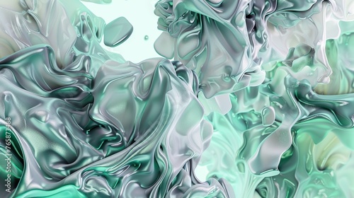 abstrakter, moderner Hintergrund mit fließenden weißen und grünen Wellen
