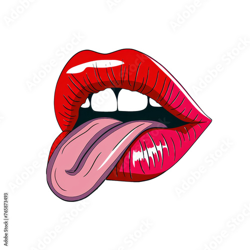 Wallpaper Mural Vibrant Pop Art Style Illustration of Lips with Tongue Out, Symbolizing Bold Expression and Attitude. Torontodigital.ca