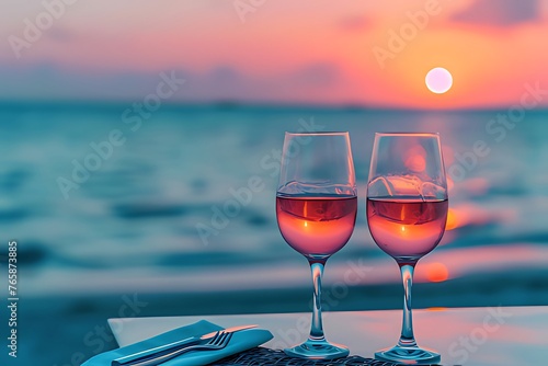 romantic sunset dinner on the beach