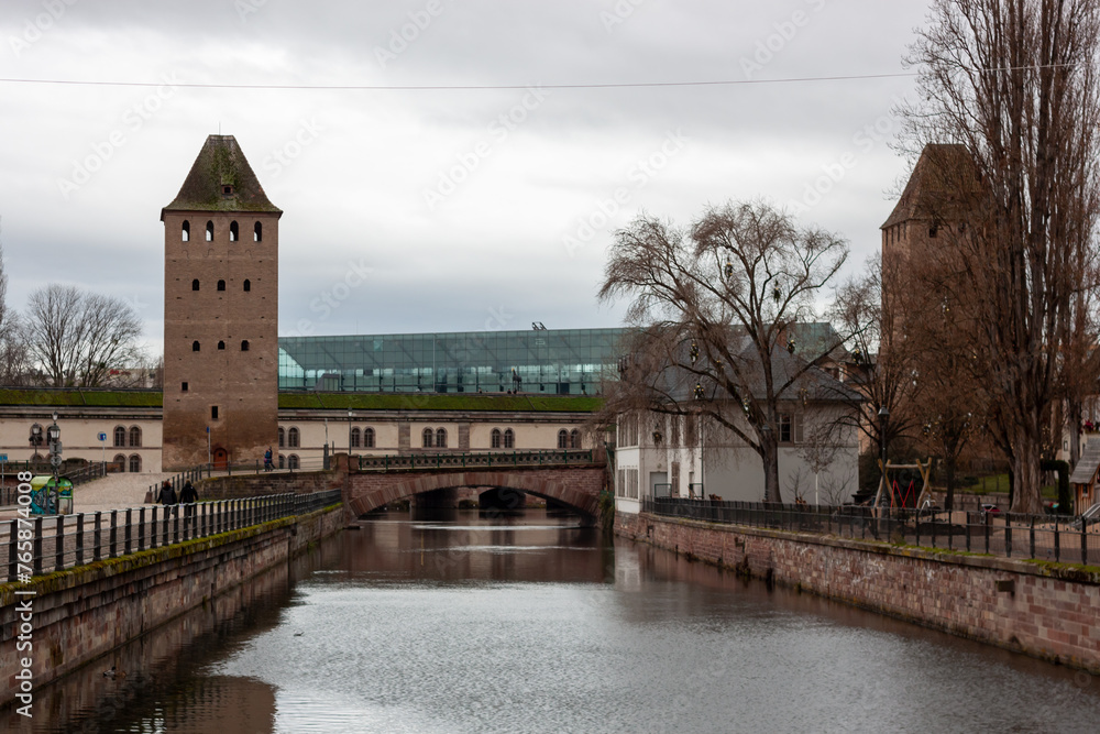 Canals, towers and bridges of Strasbourg in early January