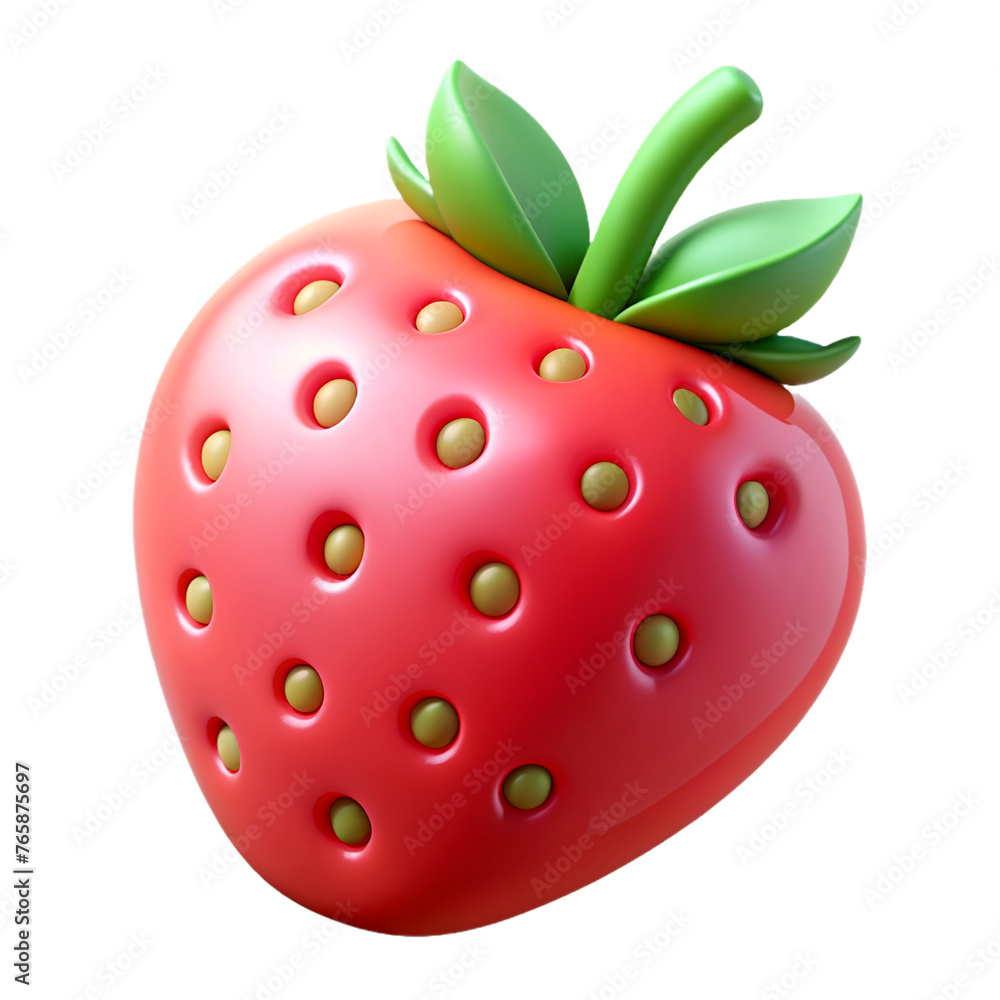 Obraz premium strawberry 3d fruit icon isolated on transparent background