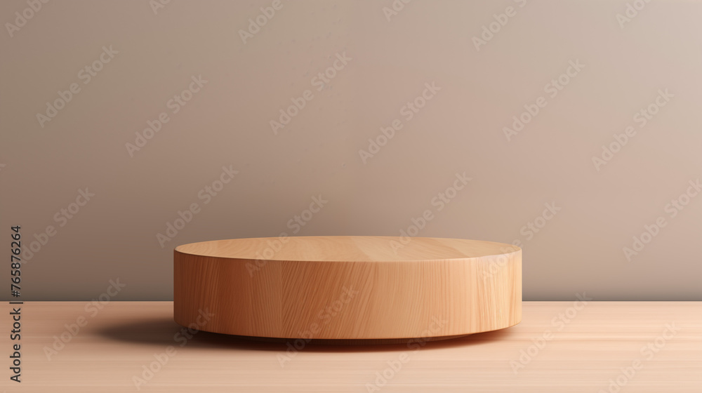Petit podium en bois et arrondi sur fond clair. Piédestal, podium, mise en avant. Mock up, composition. Fond pour conception et création graphique. Petit podium en bois et arrondi sur fond clair. Piédestal, podium, mise en avant. Mock up, composition. Fond pour conception et création graphique.