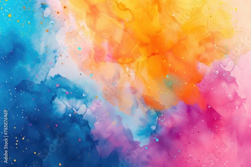 Vibrant Watercolor Background with Colorful Borders